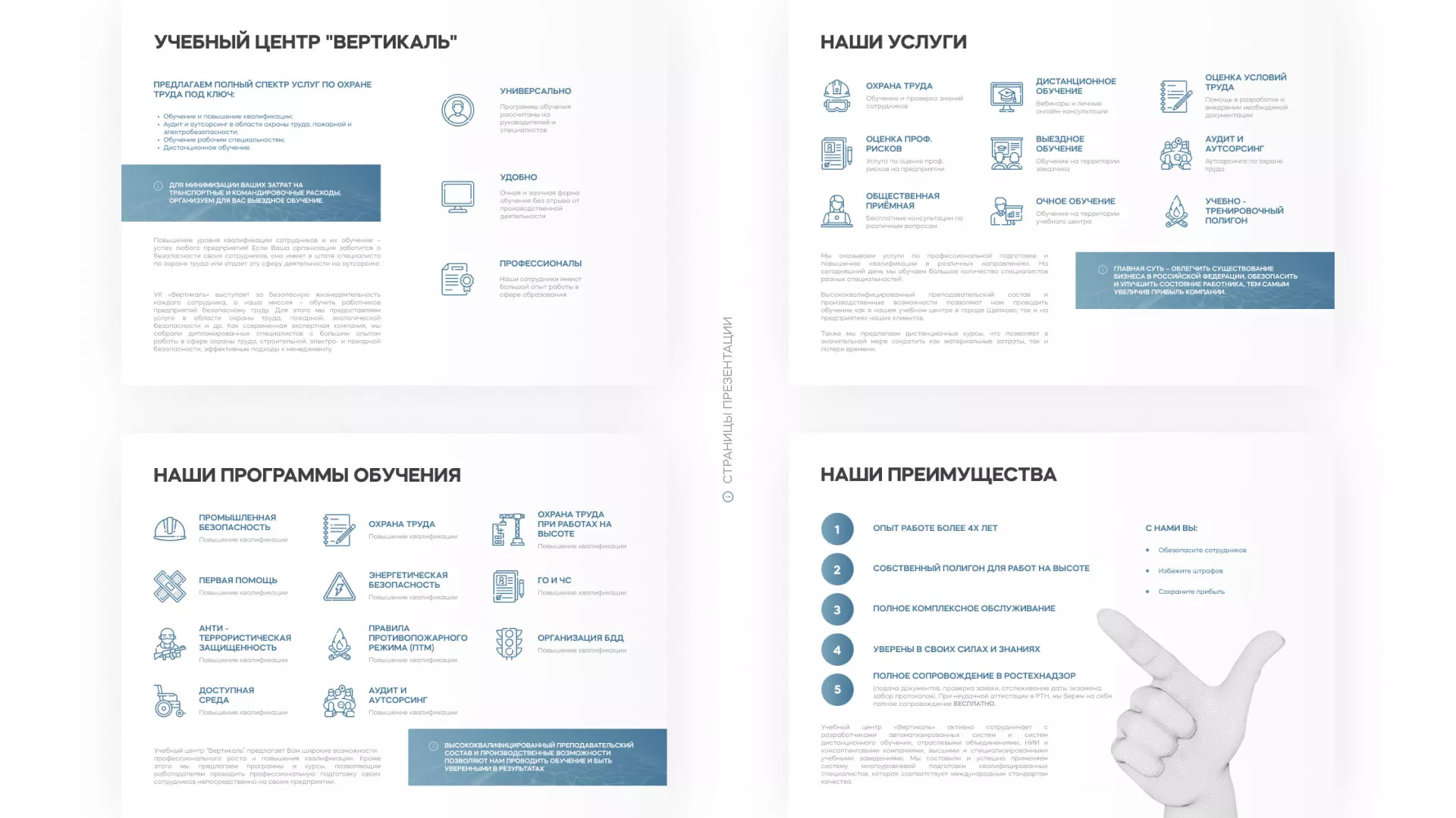 Разработка презентации для учебного центра «Вертикаль» в Волоколамске